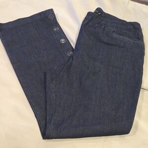 New York&Company Womens Pull On Denim. Dark Wash, Button Accents. Size Xlarge